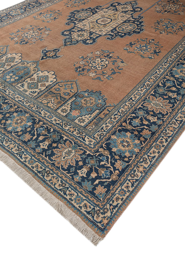 aalam blue wool hand knotted Rug - FloorShot