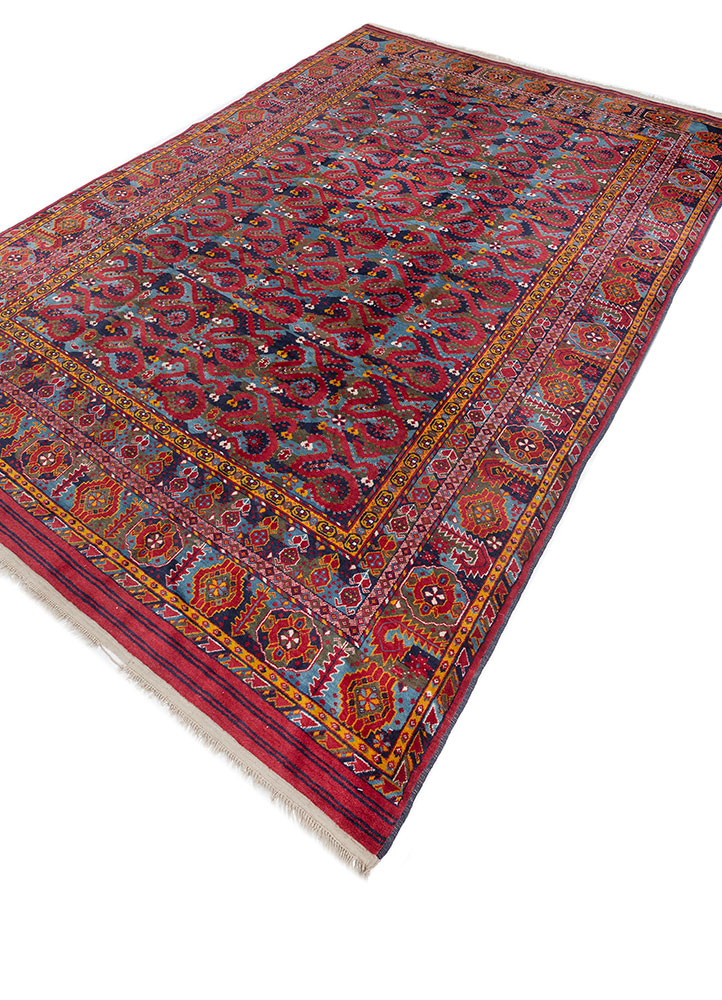 aalam blue wool hand knotted Rug - FloorShot