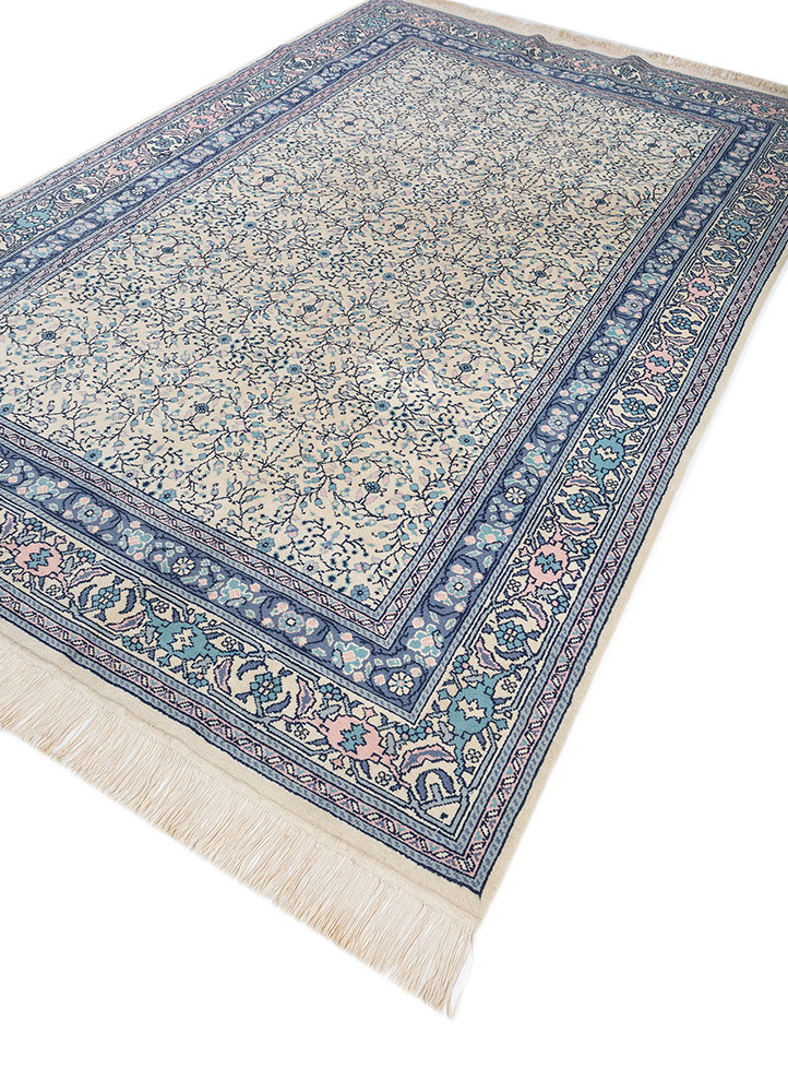 aalam blue wool hand knotted Rug - FloorShot