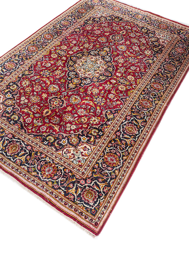 gulmarg red and orange silk hand knotted Rug - FloorShot