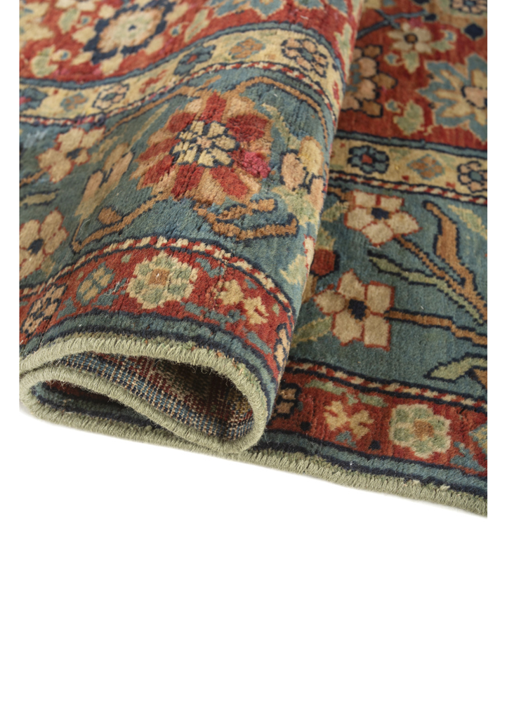 aalam red and orange wool hand knotted Rug - FloorShot