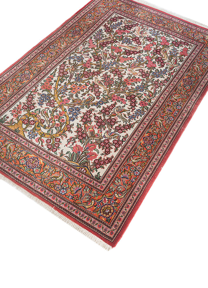 aalam pink and purple wool hand knotted Rug - FloorShot