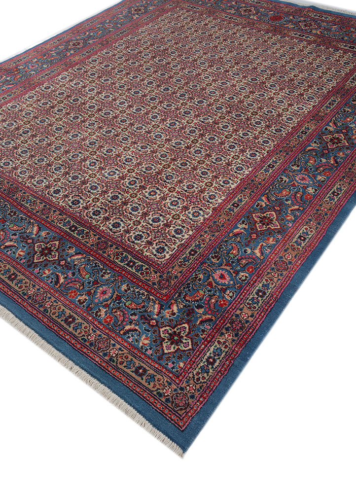 aalam blue wool hand knotted Rug - FloorShot