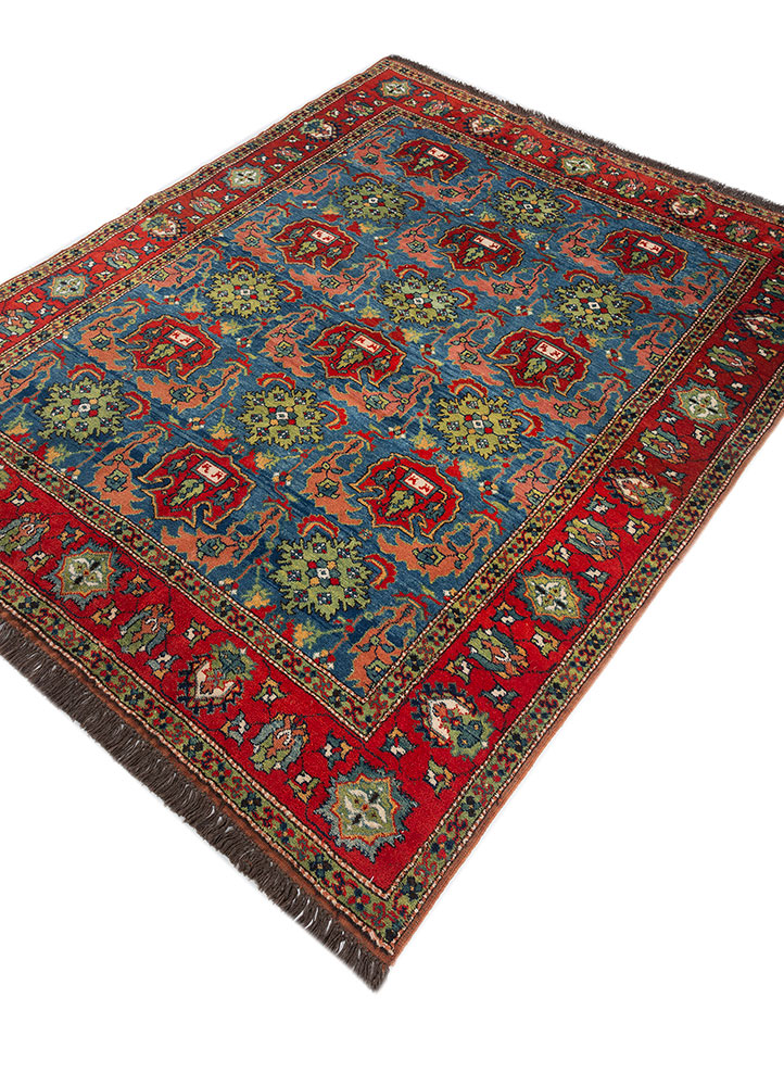 aalam blue wool hand knotted Rug - FloorShot