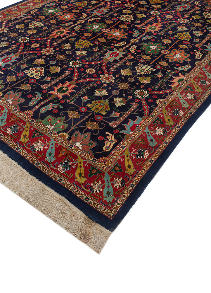aalam blue wool hand knotted Rug - FloorShot