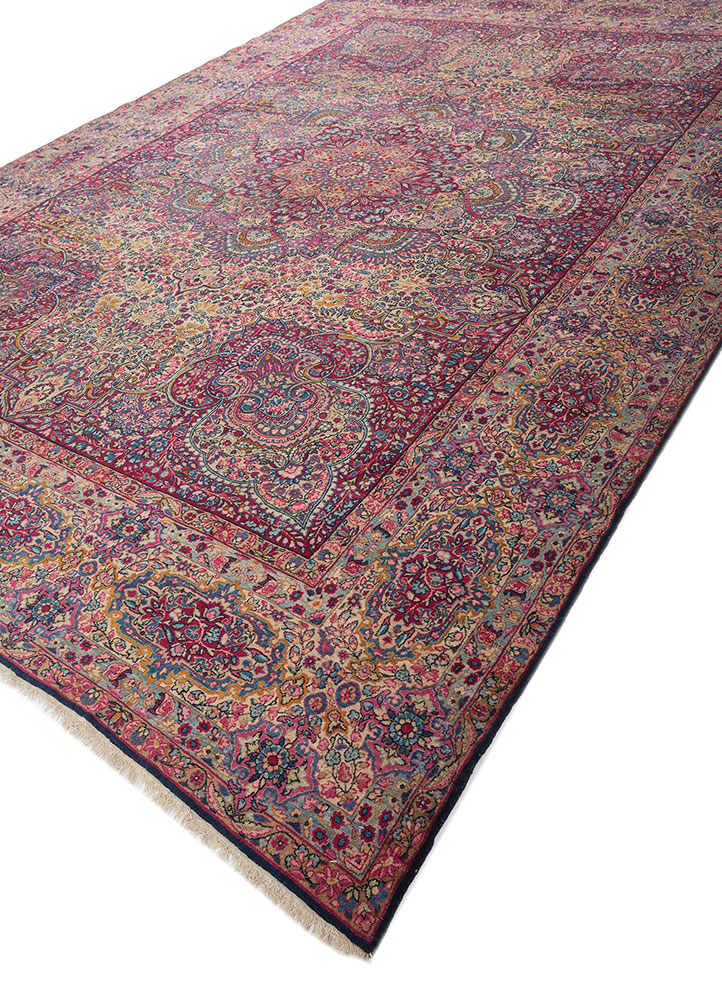 aalam pink and purple wool hand knotted Rug - FloorShot