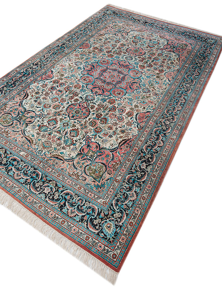 gulmarg blue silk hand knotted Rug - FloorShot