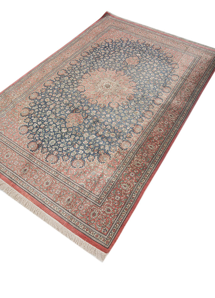gulmarg pink and purple silk hand knotted Rug - FloorShot