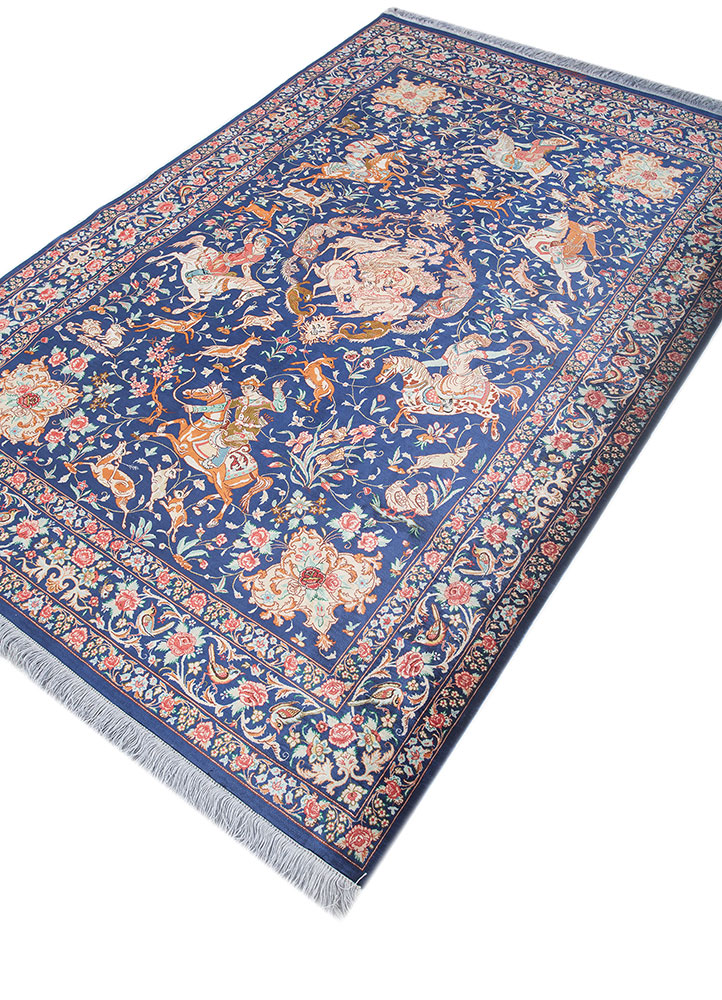 gulmarg blue silk hand knotted Rug - FloorShot