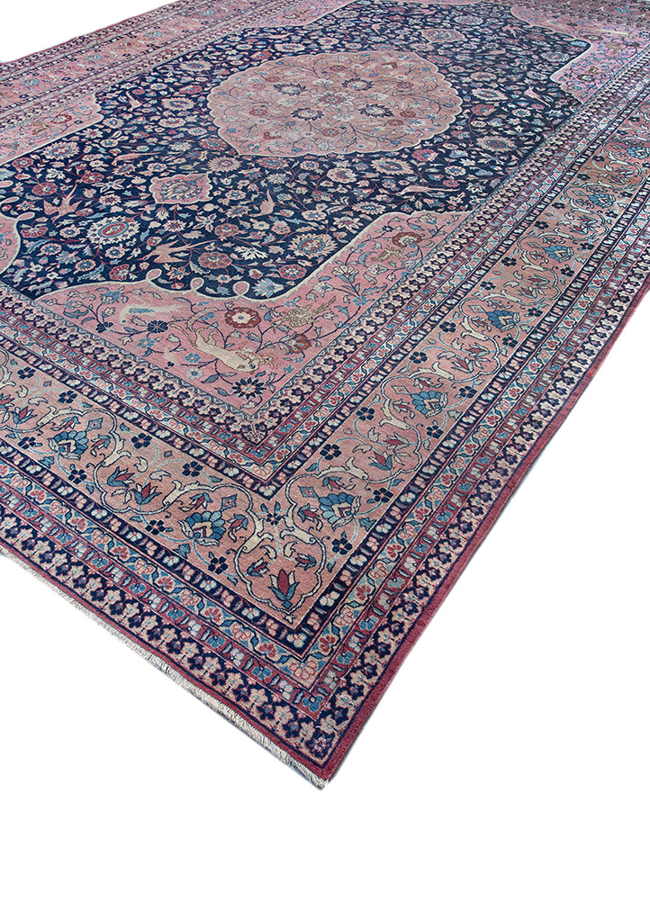 aalam red and orange wool hand knotted Rug - FloorShot