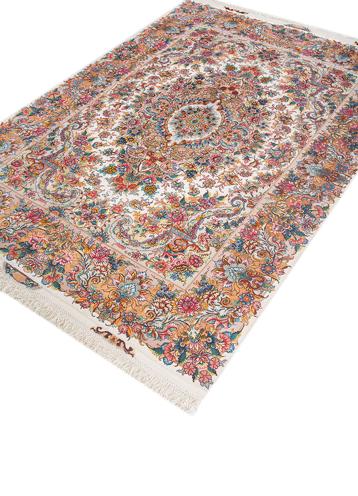 aalam blue wool and silk hand knotted Rug - FloorShot