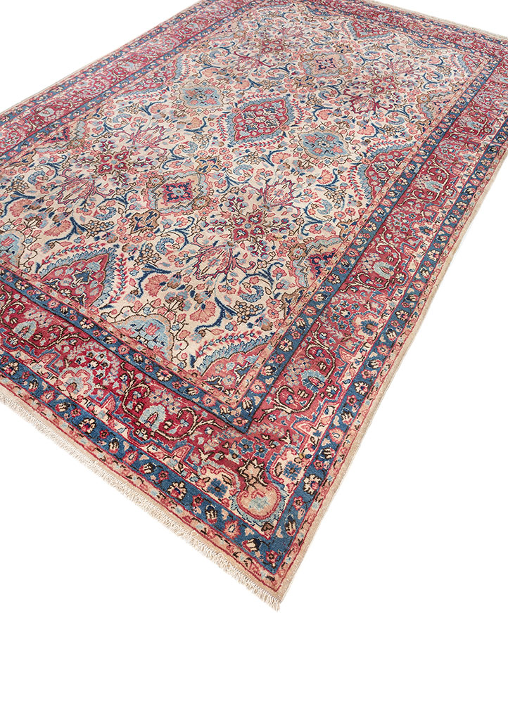 aalam blue wool hand knotted Rug - FloorShot