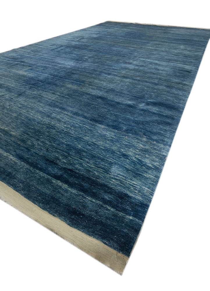 zuri blue wool hand knotted Rug - FloorShot