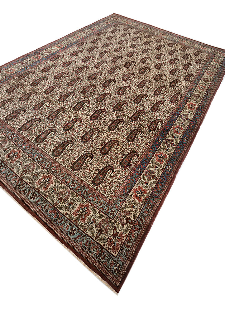 aalam red and orange wool hand knotted Rug - FloorShot