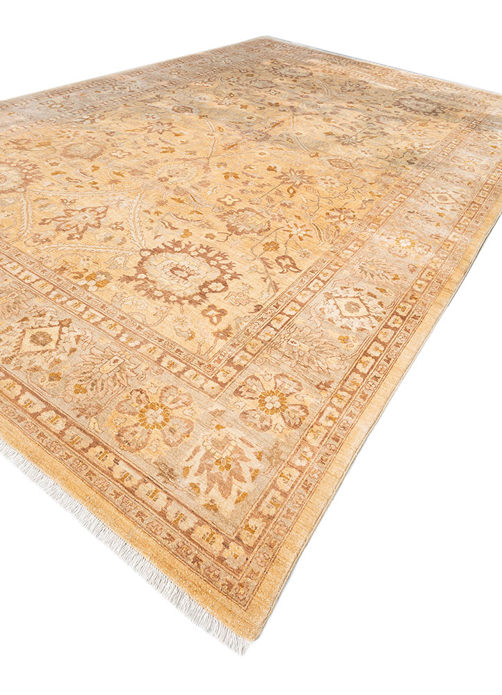 aalam gold wool hand knotted Rug - FloorShot