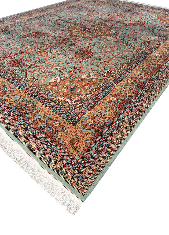 aalam blue wool hand knotted Rug - FloorShot