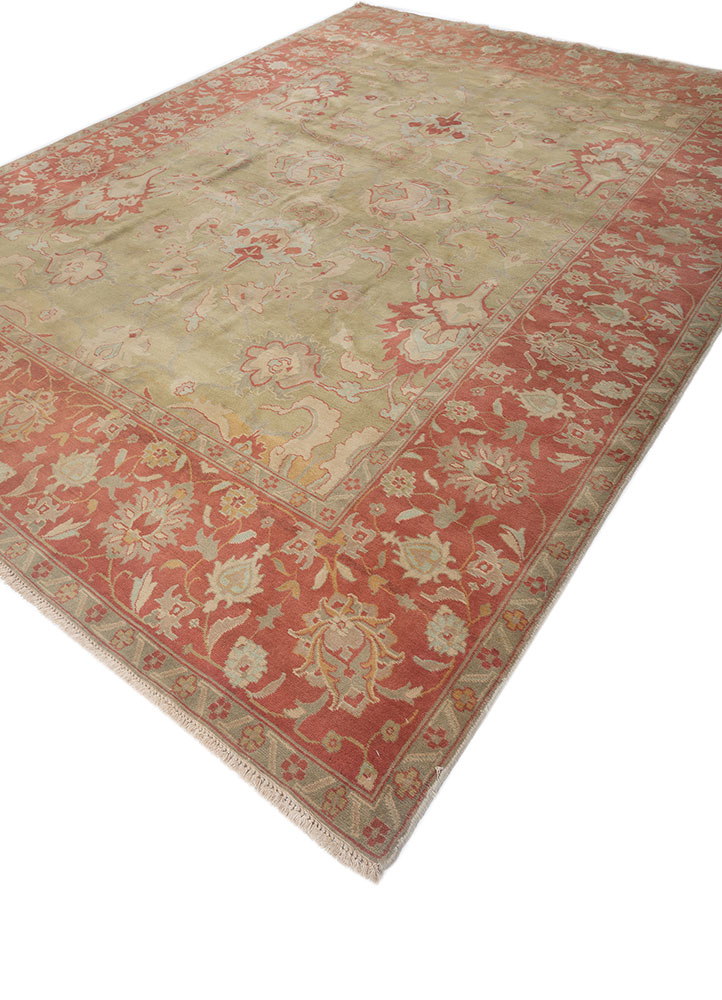 aalam green wool hand knotted Rug - FloorShot