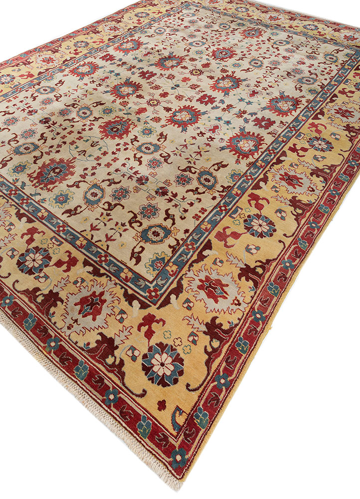 aalam green wool hand knotted Rug - FloorShot