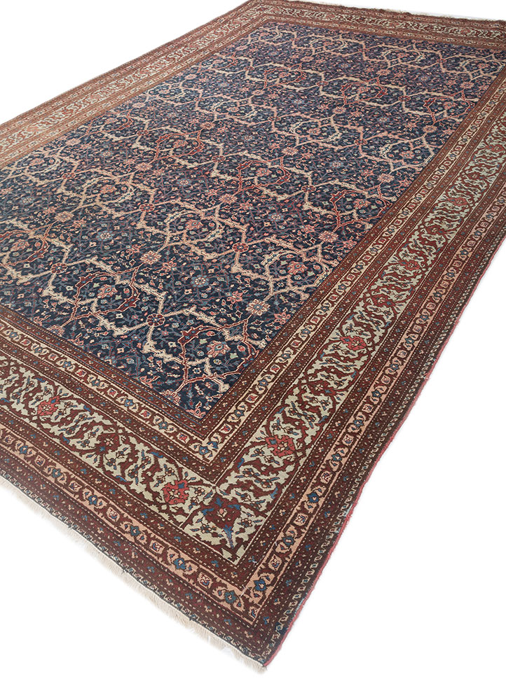 aalam blue wool hand knotted Rug - FloorShot