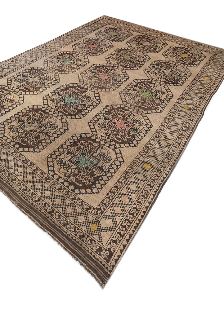 kiaan beige and brown wool hand knotted Rug - FloorShot