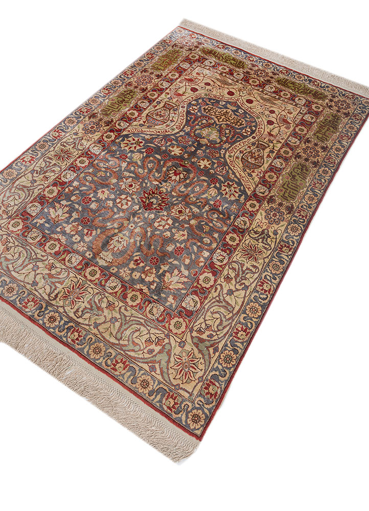 gulmarg grey and black silk hand knotted Rug - FloorShot