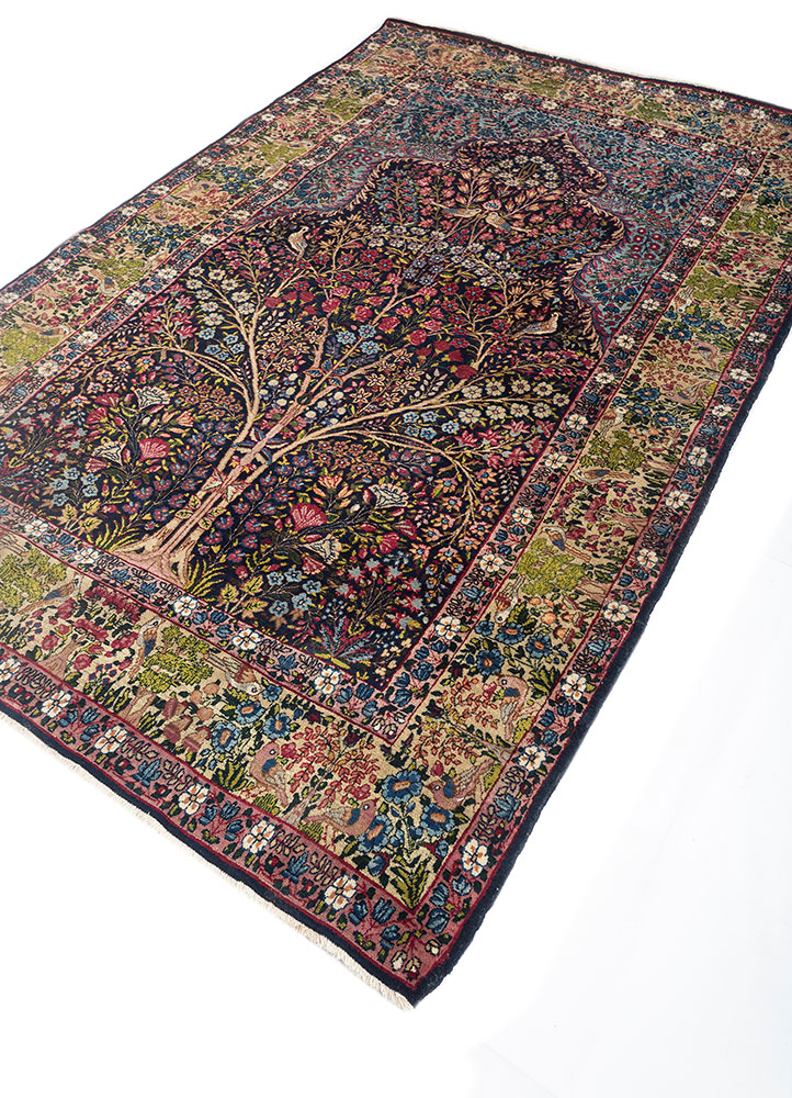 aalam blue wool hand knotted Rug - FloorShot
