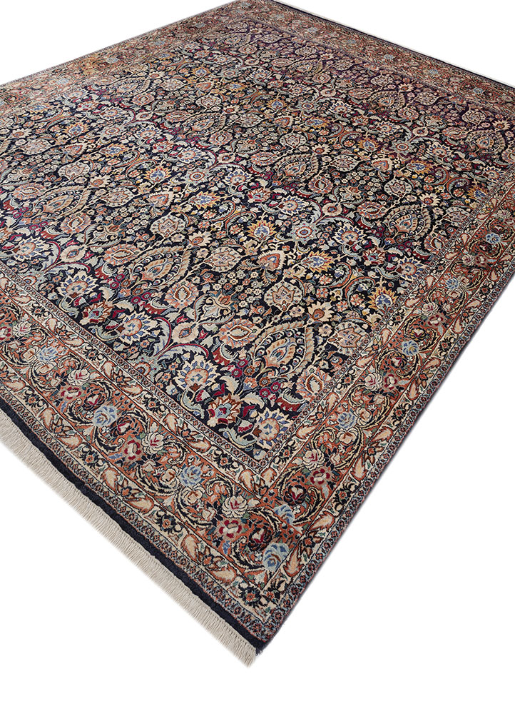 aalam blue wool hand knotted Rug - FloorShot