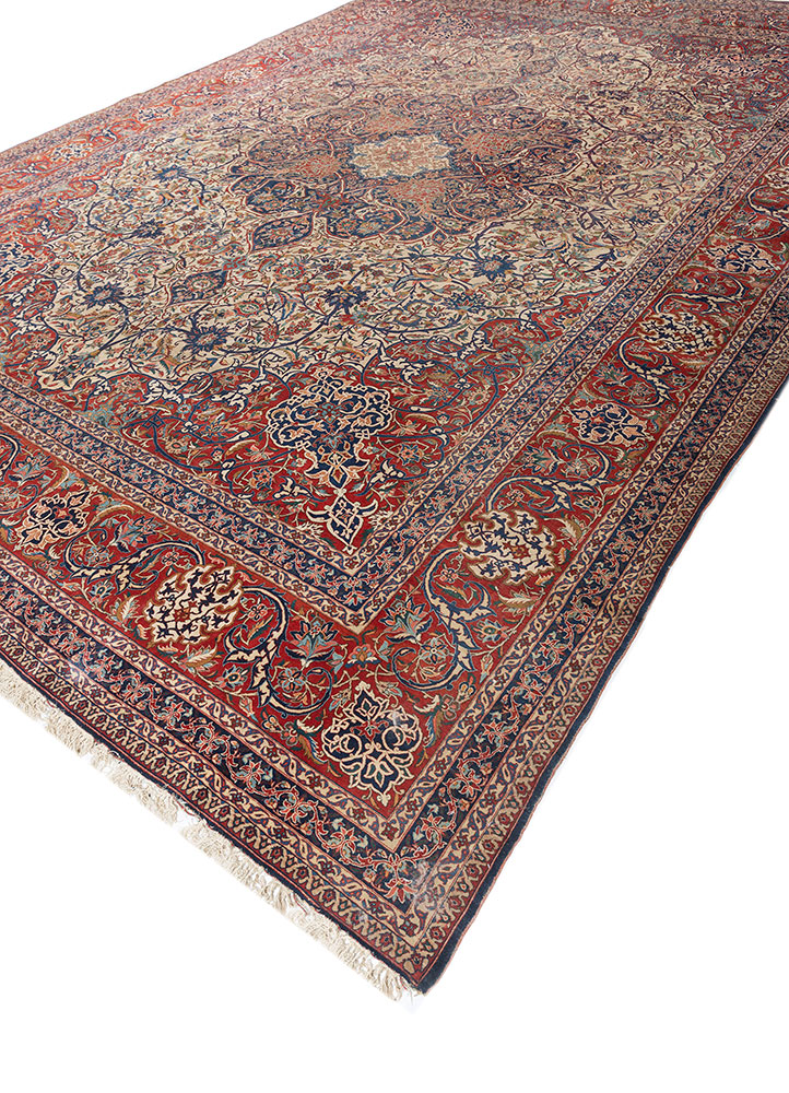 aalam blue wool hand knotted Rug - FloorShot