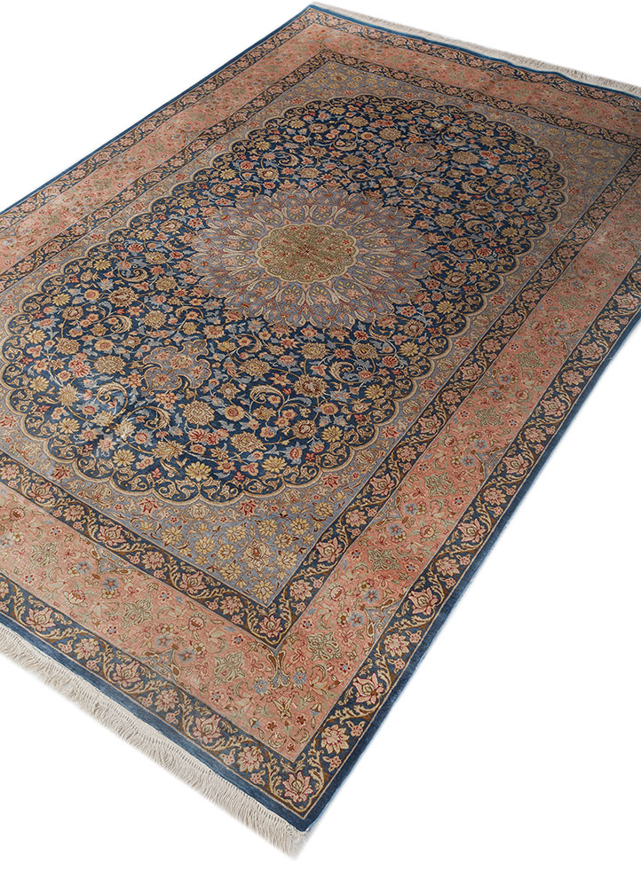 gulmarg blue silk hand knotted Rug - FloorShot