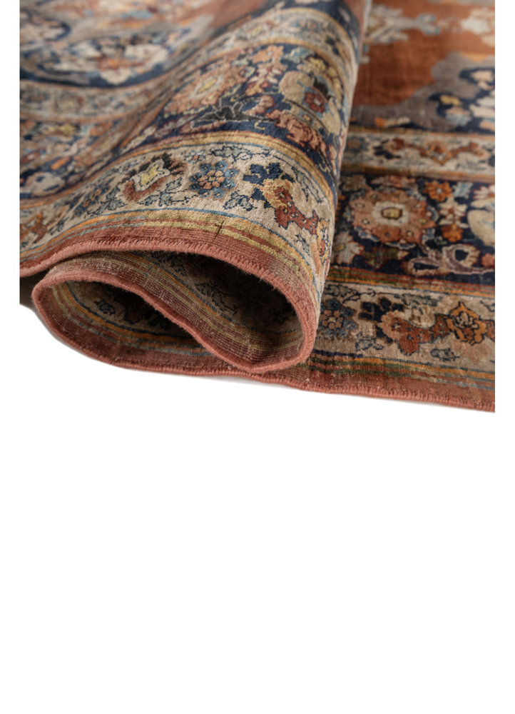gulmarg red and orange silk hand knotted Rug - FloorShot