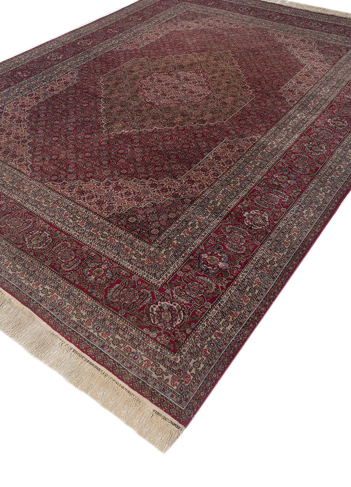 aalam red and orange wool hand knotted Rug - FloorShot