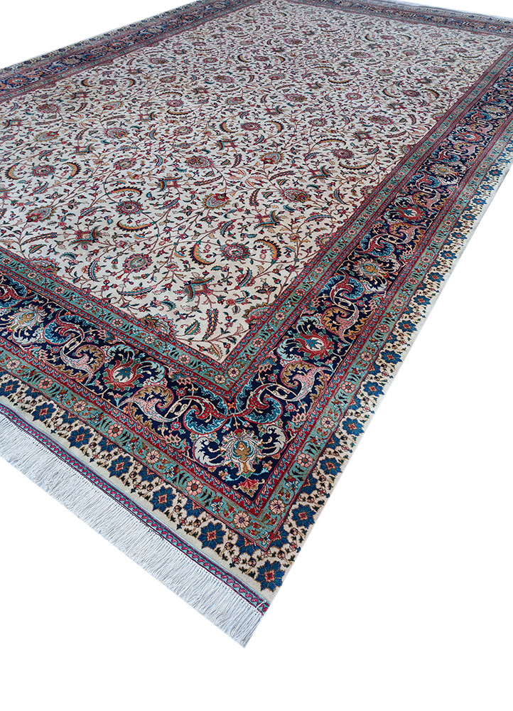 aalam blue wool hand knotted Rug - FloorShot