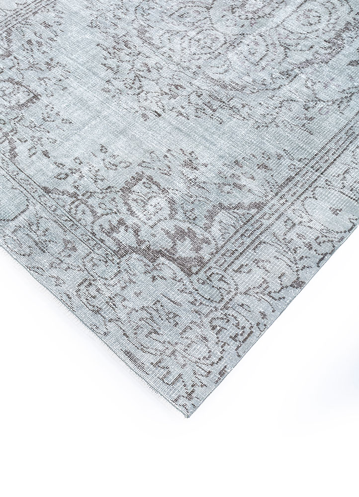 vintage grey and black wool hand knotted Rug - FloorShot