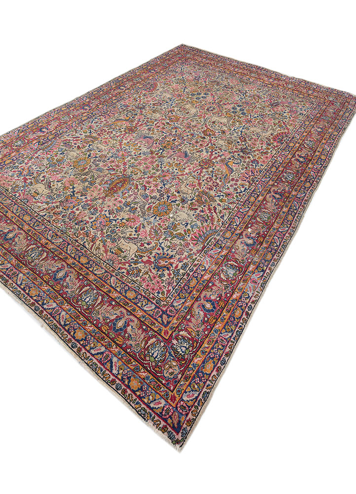 aalam pink and purple wool hand knotted Rug - FloorShot