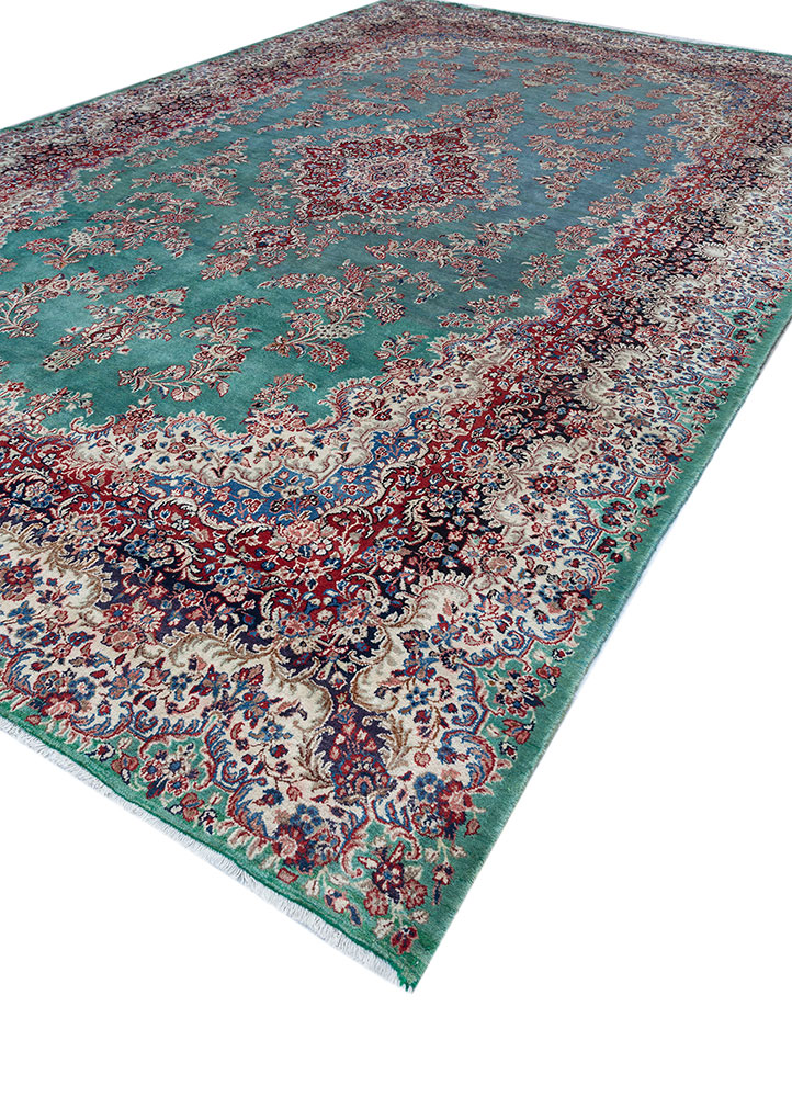 aalam red and orange wool hand knotted Rug - FloorShot