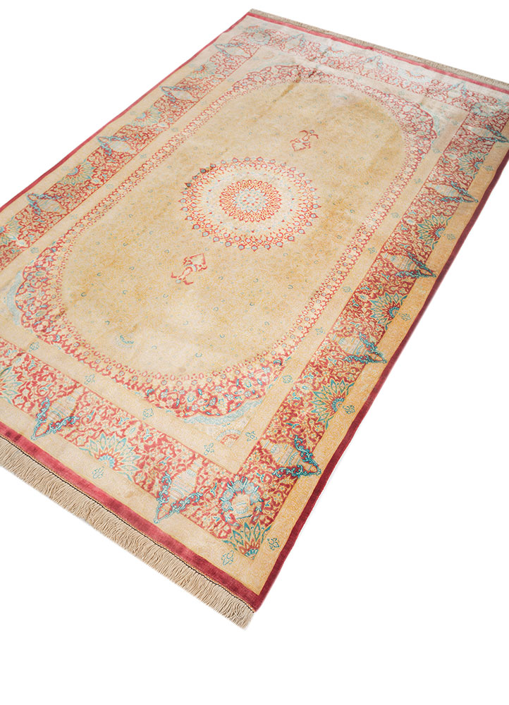gulmarg gold silk hand knotted Rug - FloorShot