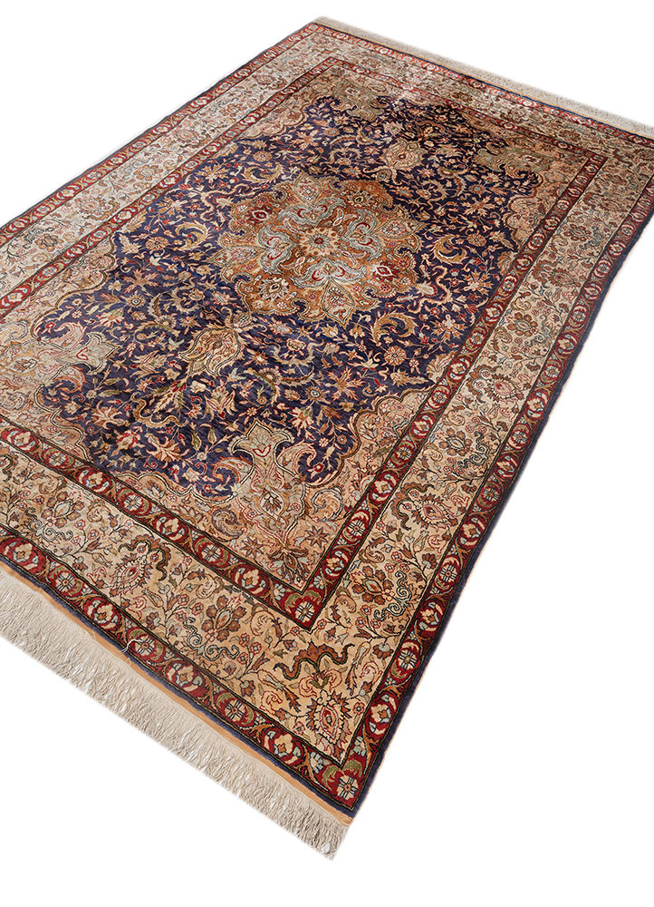 gulmarg blue silk hand knotted Rug - FloorShot