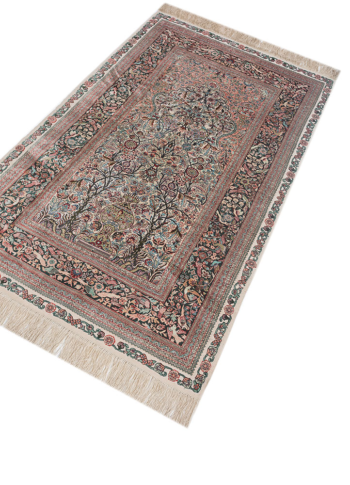 gulmarg pink and purple silk hand knotted Rug - FloorShot
