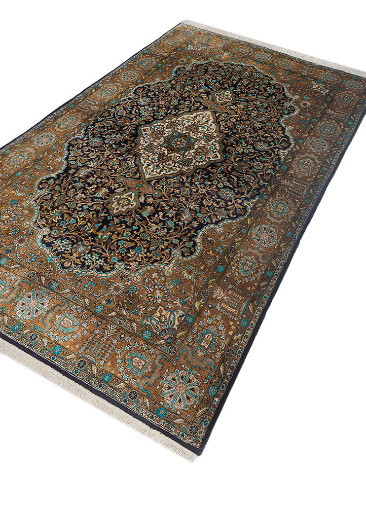 gulmarg blue silk hand knotted Rug - FloorShot