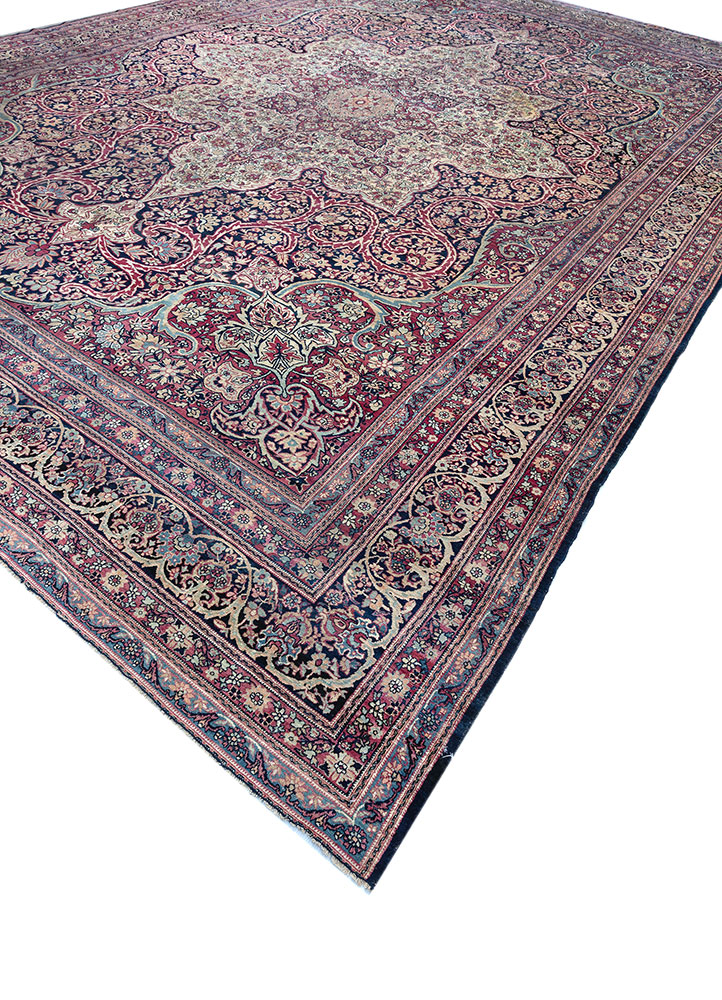 aalam red and orange wool hand knotted Rug - FloorShot