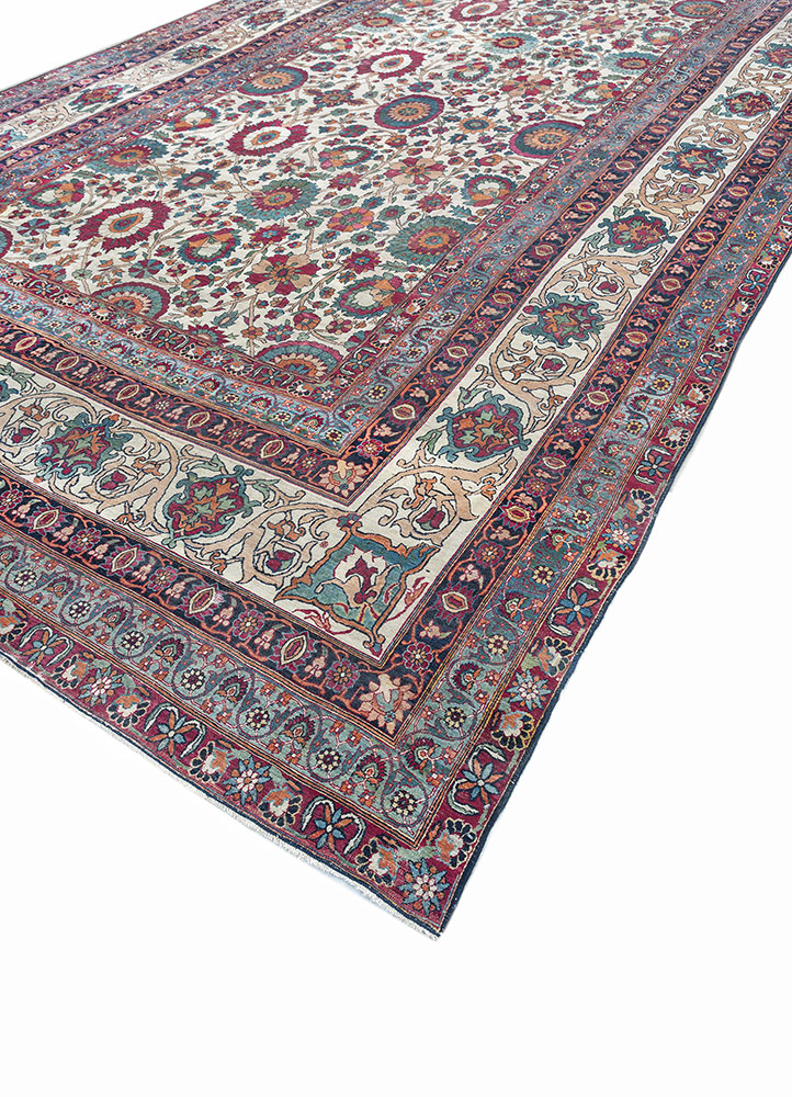 aalam blue wool hand knotted Rug - FloorShot