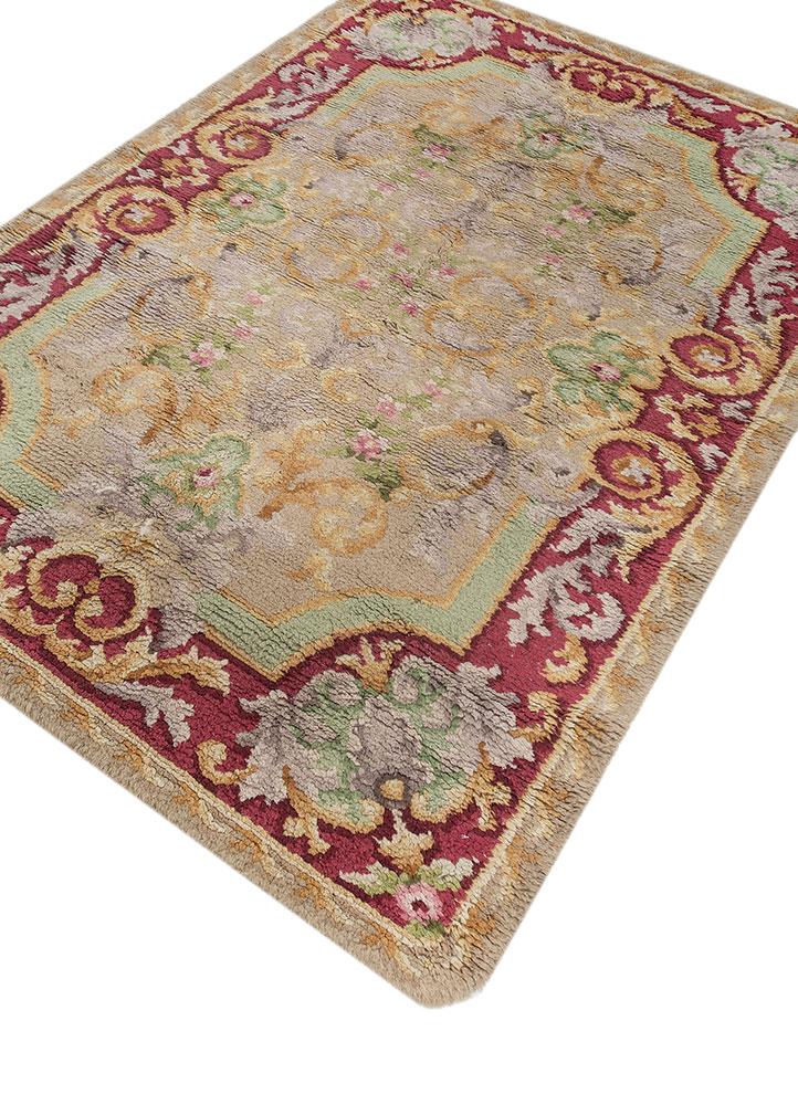 aalam pink and purple wool hand knotted Rug - FloorShot