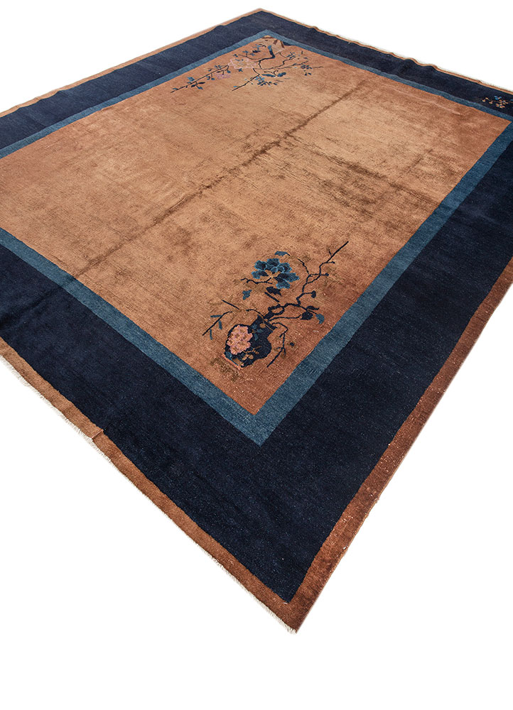 pechino beige and brown wool hand knotted Rug - FloorShot