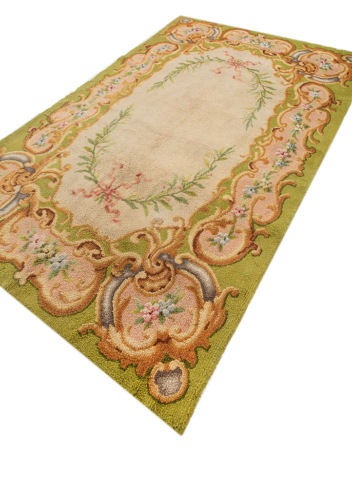 aalam green wool hand knotted Rug - FloorShot