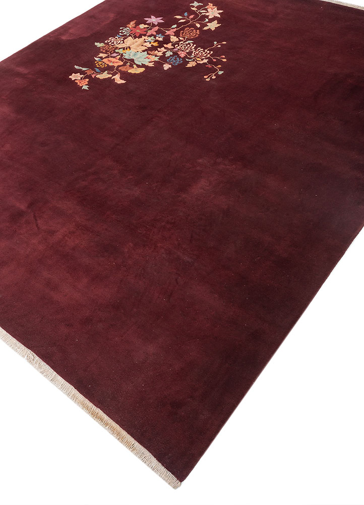 pechino red and orange wool hand knotted Rug - FloorShot