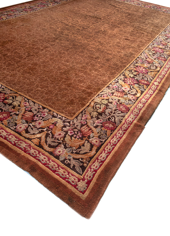 aalam beige and brown wool hand knotted Rug - FloorShot