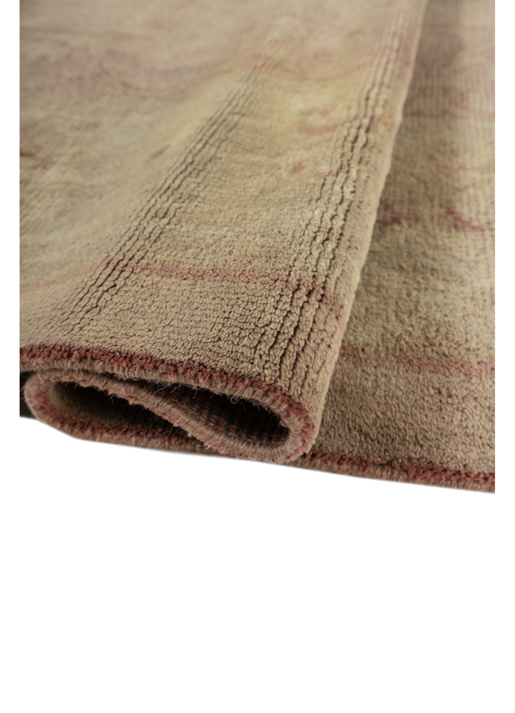 aalam beige and brown wool hand knotted Rug - FloorShot