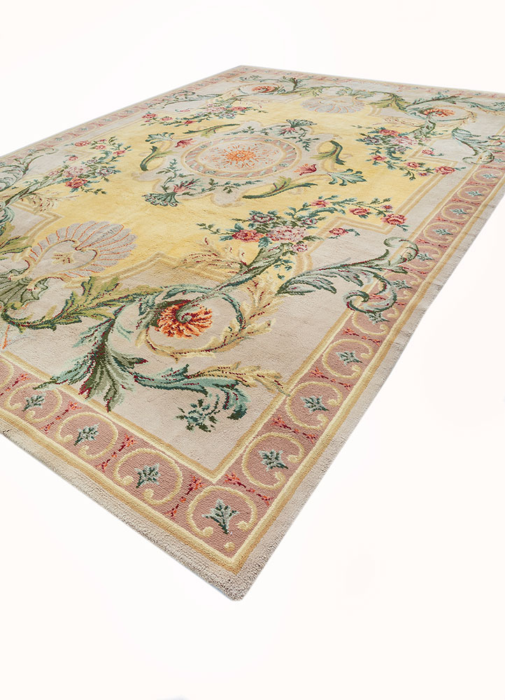 aalam gold wool hand knotted Rug - FloorShot