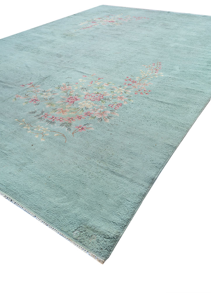 aalam blue wool hand knotted Rug - FloorShot