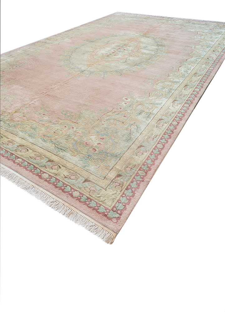 aalam red and orange wool hand knotted Rug - FloorShot